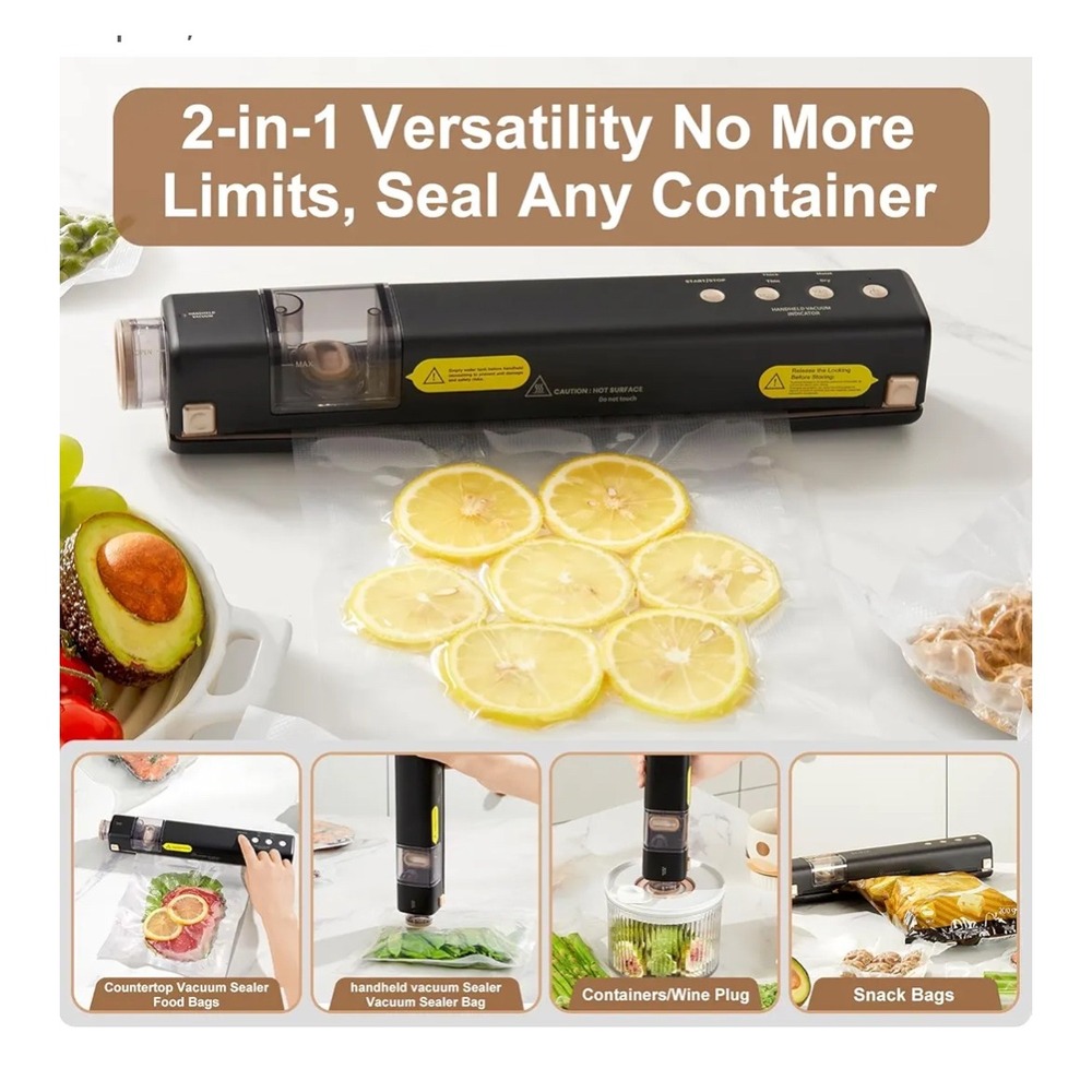 EEUZ Vacuum Sealer 2 IN 1 Handheld Automatic‎ Food Sealer 40 Bags Black - Picture 4 of 9